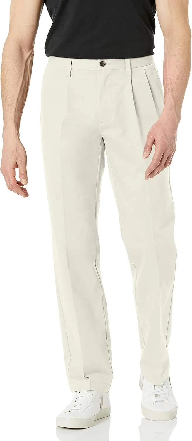 Amazon Essentials Men's Classic-Fit Wrinkle-Resistant Pleated Chino Pant (Available in Big & Tall)
