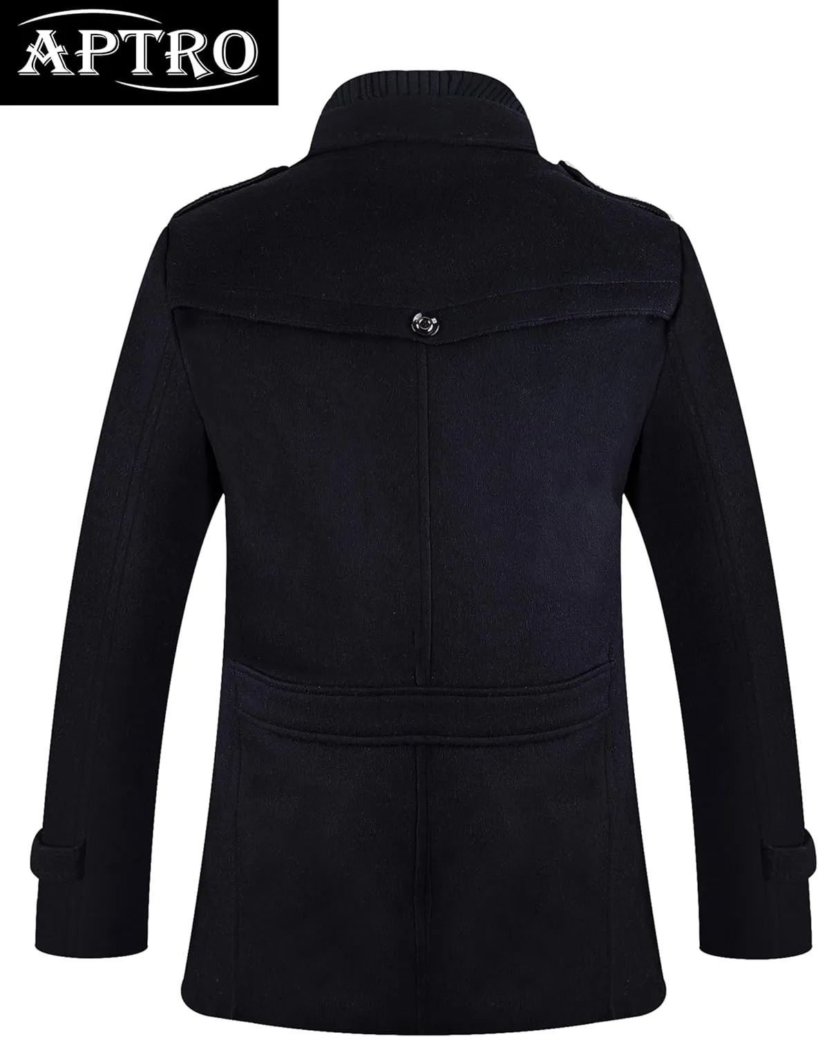 APTRO Men's Pea Coat Wool Jacket Windbreaker Single Breasted Winter Coat