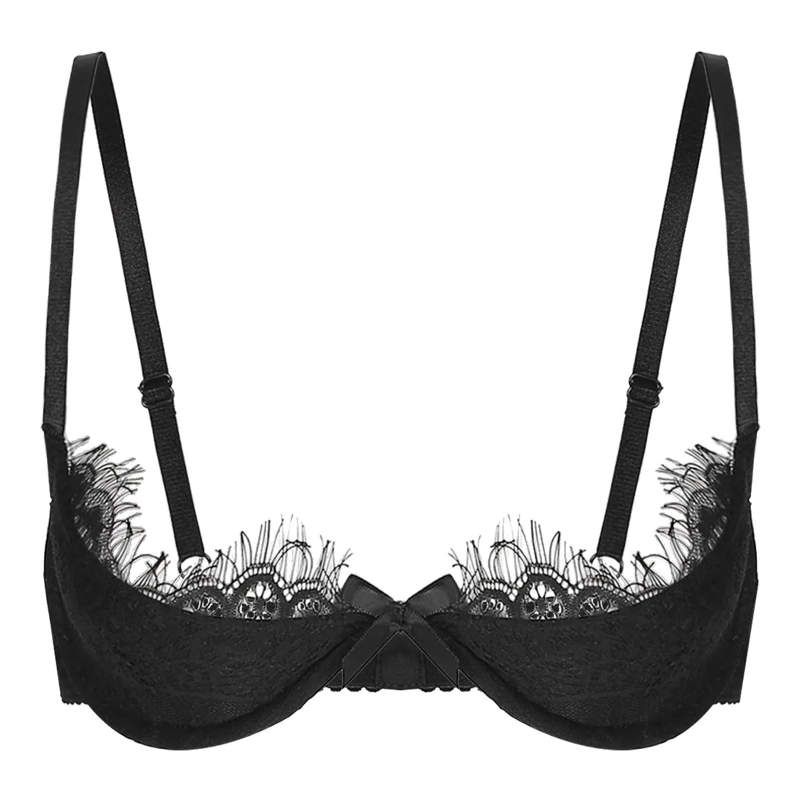 Bowknot Lace Open Half Cup Bra