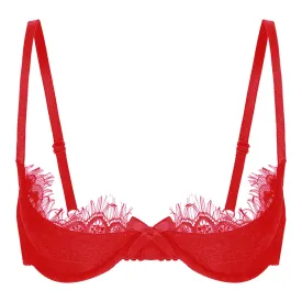Bowknot Lace Open Half Cup Bra