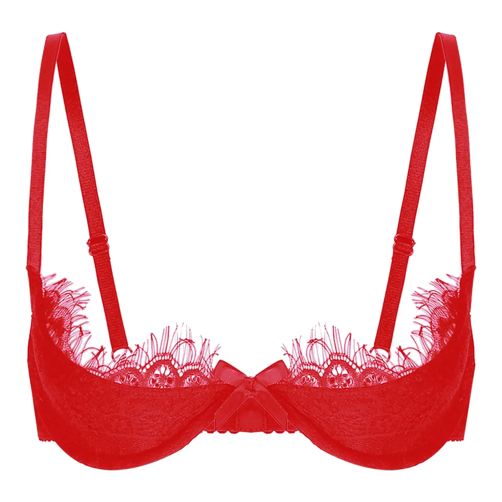 Bowknot Lace Open Half Cup Bra