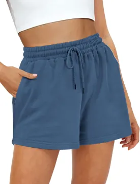 Buauty Women's Sweat Shorts SweatShorts Summer Lounge Cotton Drawstring Cute Fleece Athletic Running Shorts with Pockets