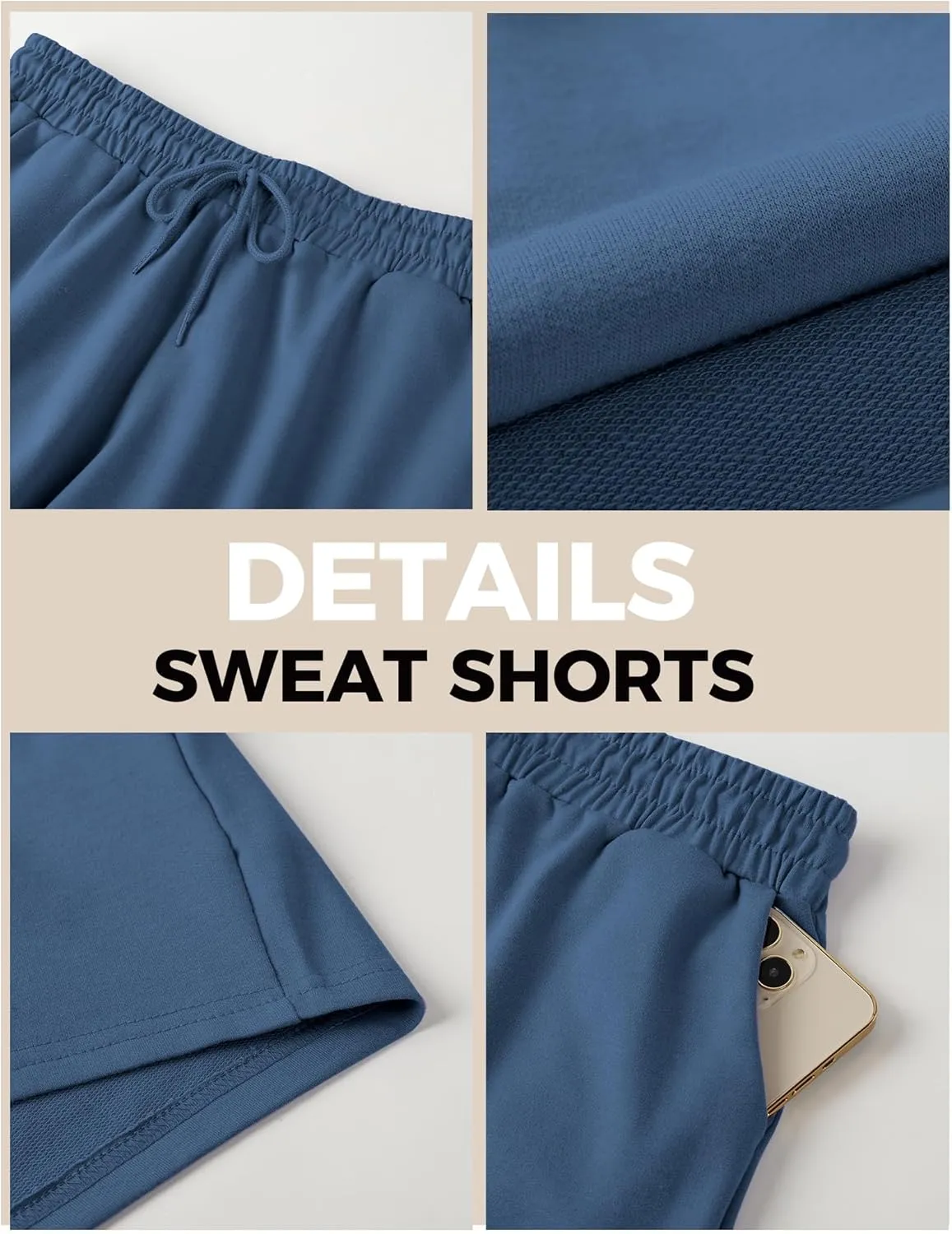 Buauty Women's Sweat Shorts SweatShorts Summer Lounge Cotton Drawstring Cute Fleece Athletic Running Shorts with Pockets