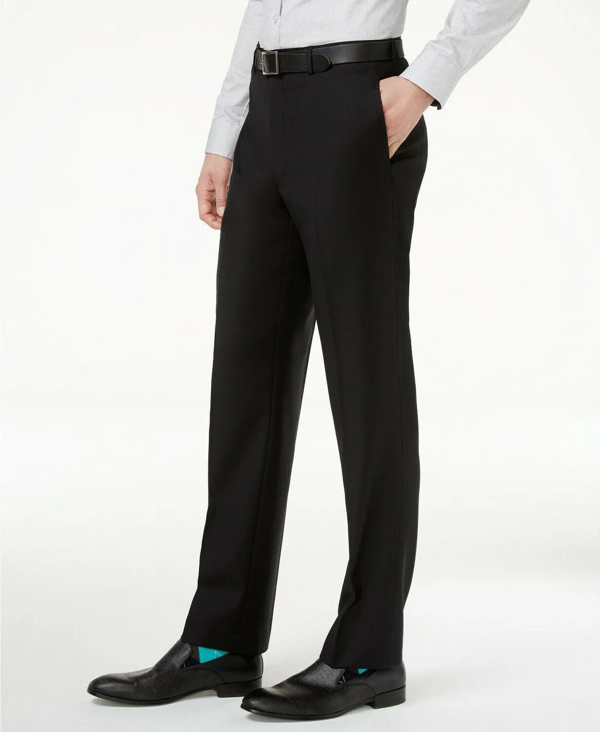 Calvin Klein Mens Skinny fit Dress Pants 30 / 32 Black Solid Stretch