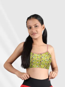 Double-Layer Thin Strap Cotton Sports Bra | Non-Padded Starter Bra | Printed Bra