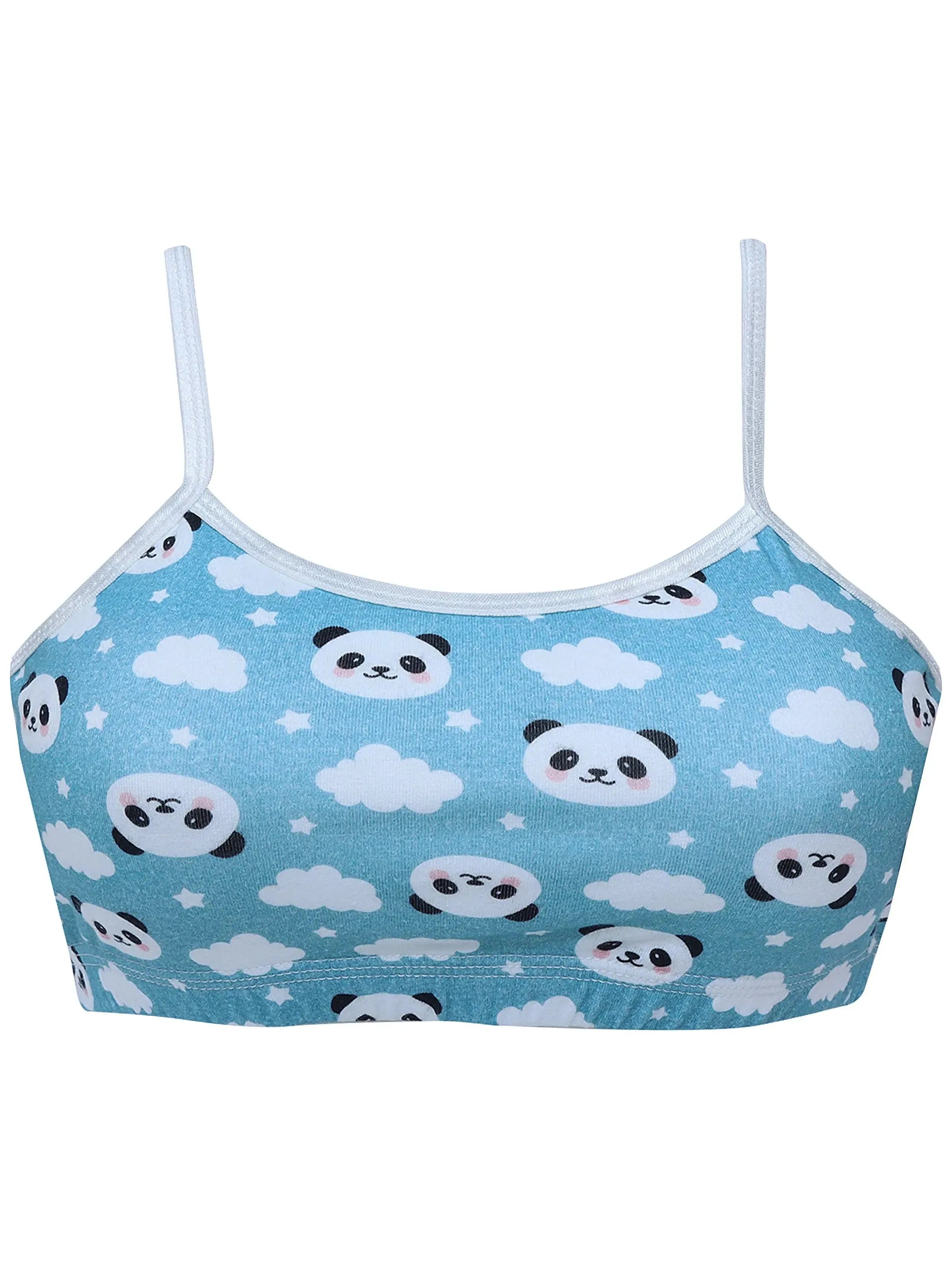 Double-Layer Thin Strap Cotton Supportive Sports Bra | Non-Padded | Panda Print