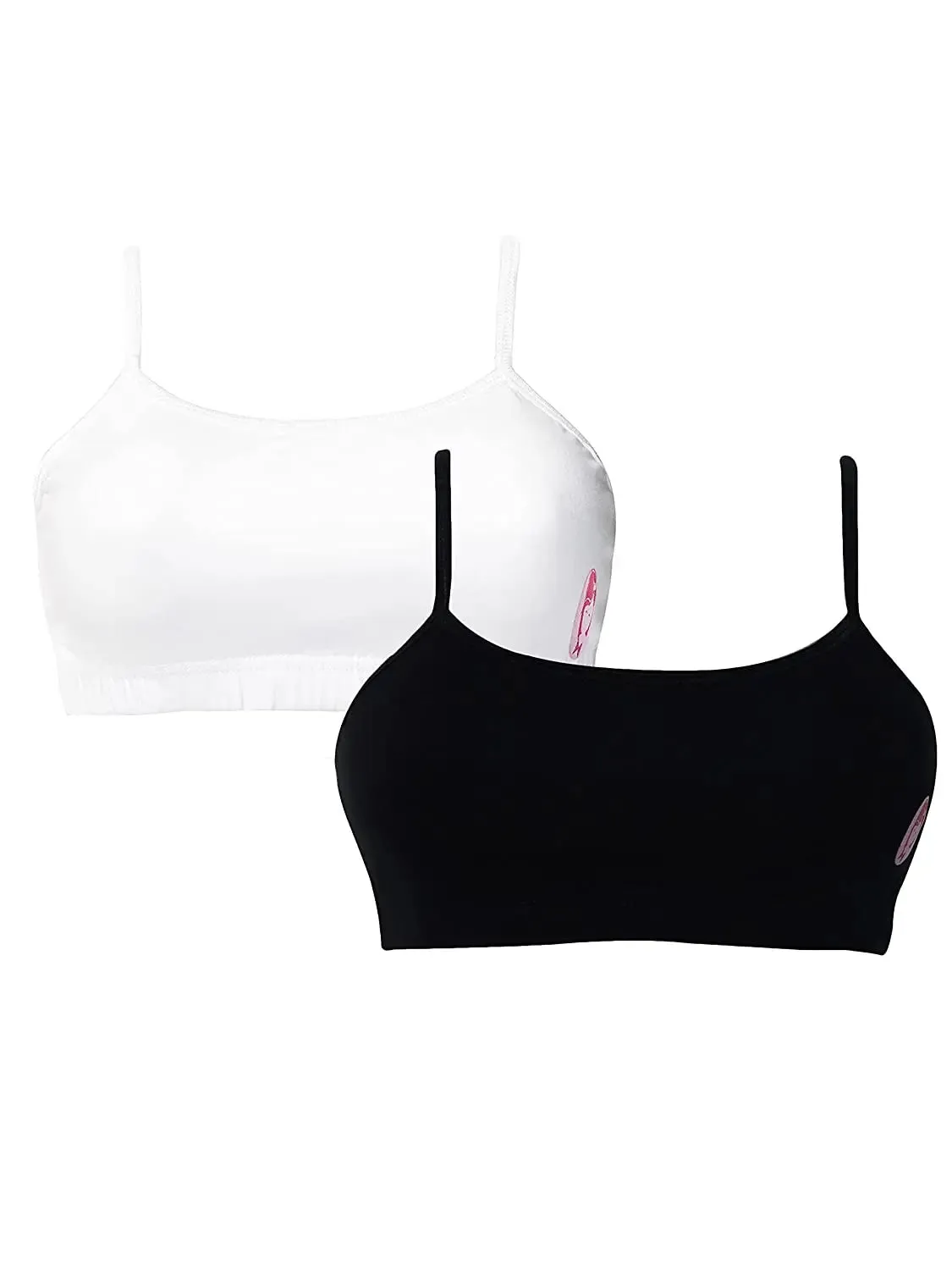 Double-Layer Thin Strap Cotton Yoga Bra | Non-Padded Bra | Solid Black & White
