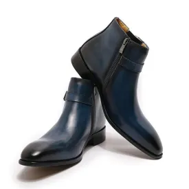 DW Men's Black/Blue High Top Zipper Chelsea Boot