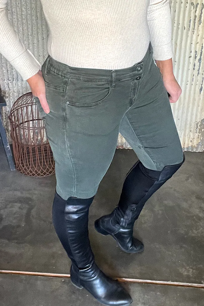 EMMA STRETCH JEANS - MILITARY KHAKI