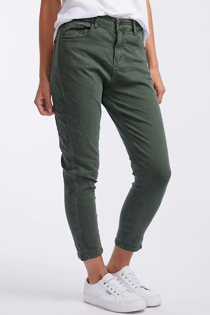 EMMA STRETCH JEANS - MILITARY KHAKI