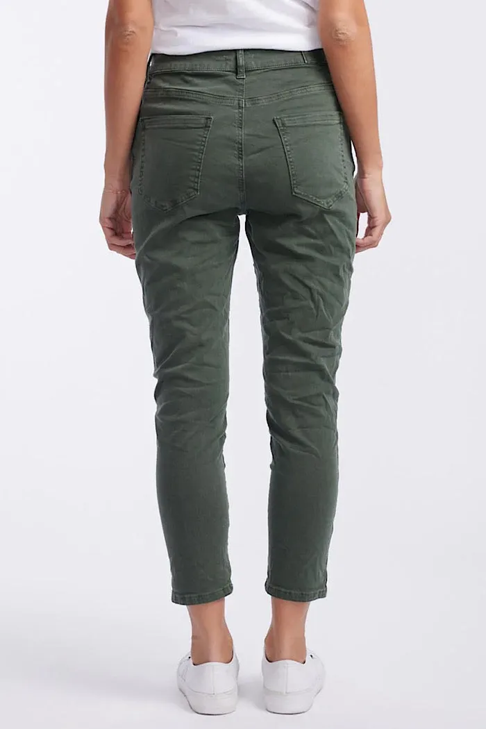 EMMA STRETCH JEANS - MILITARY KHAKI