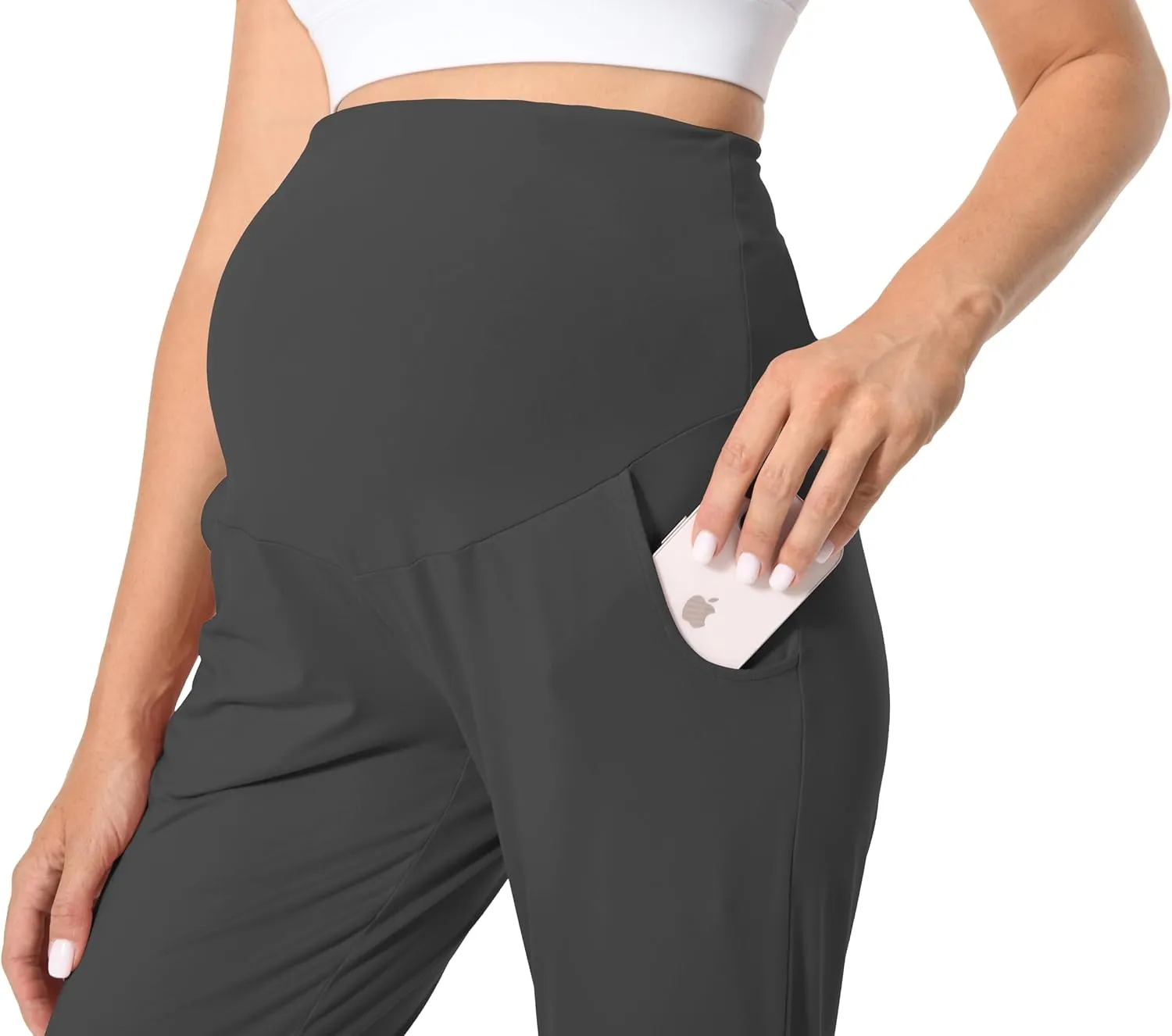 Foucome Women's Maternity Pants Stretchy Jogger Sweatpants Comfy Casual Pregnancy Workout Lounge Pants with Pockets