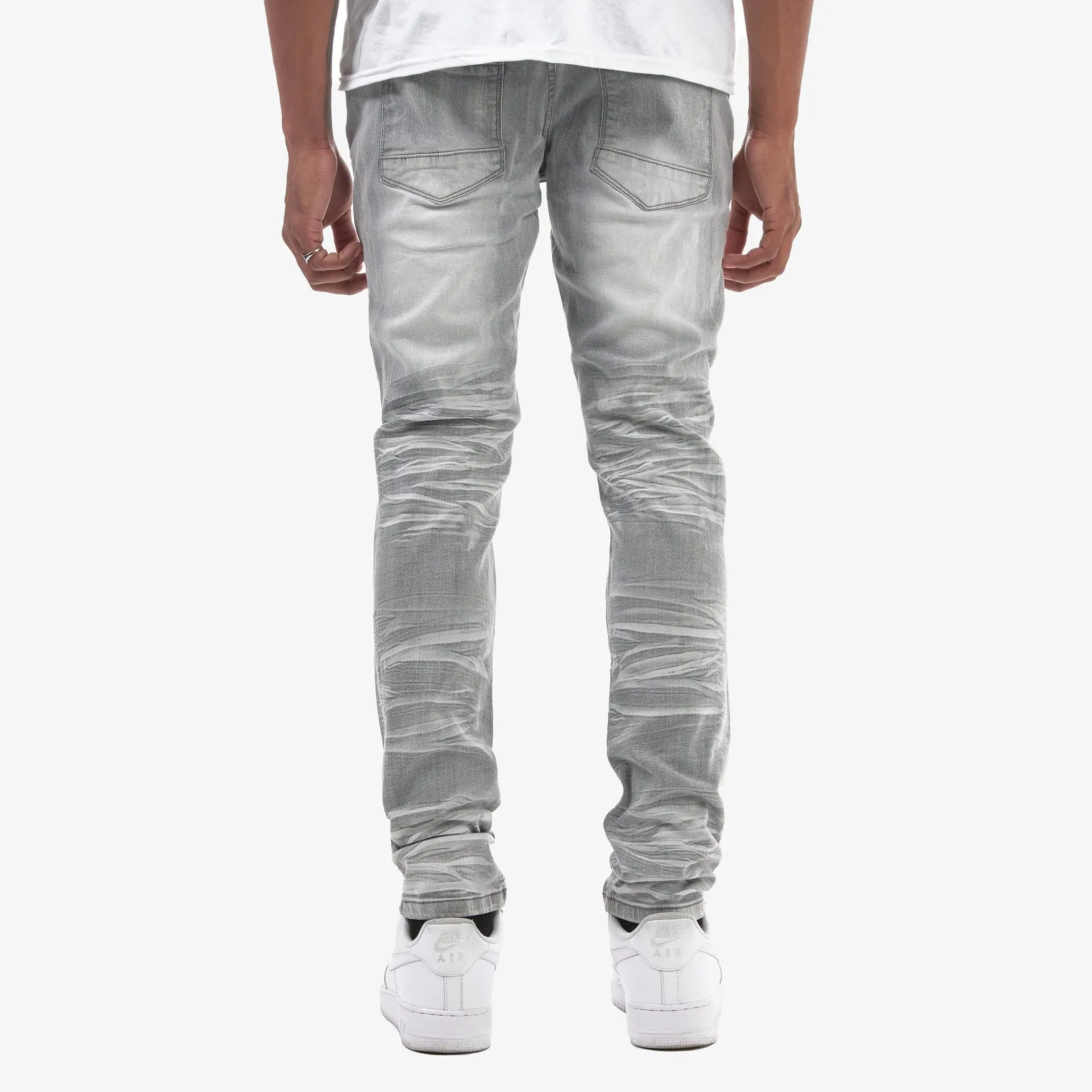 GREY JEANS W/ RIPS & STRETCH