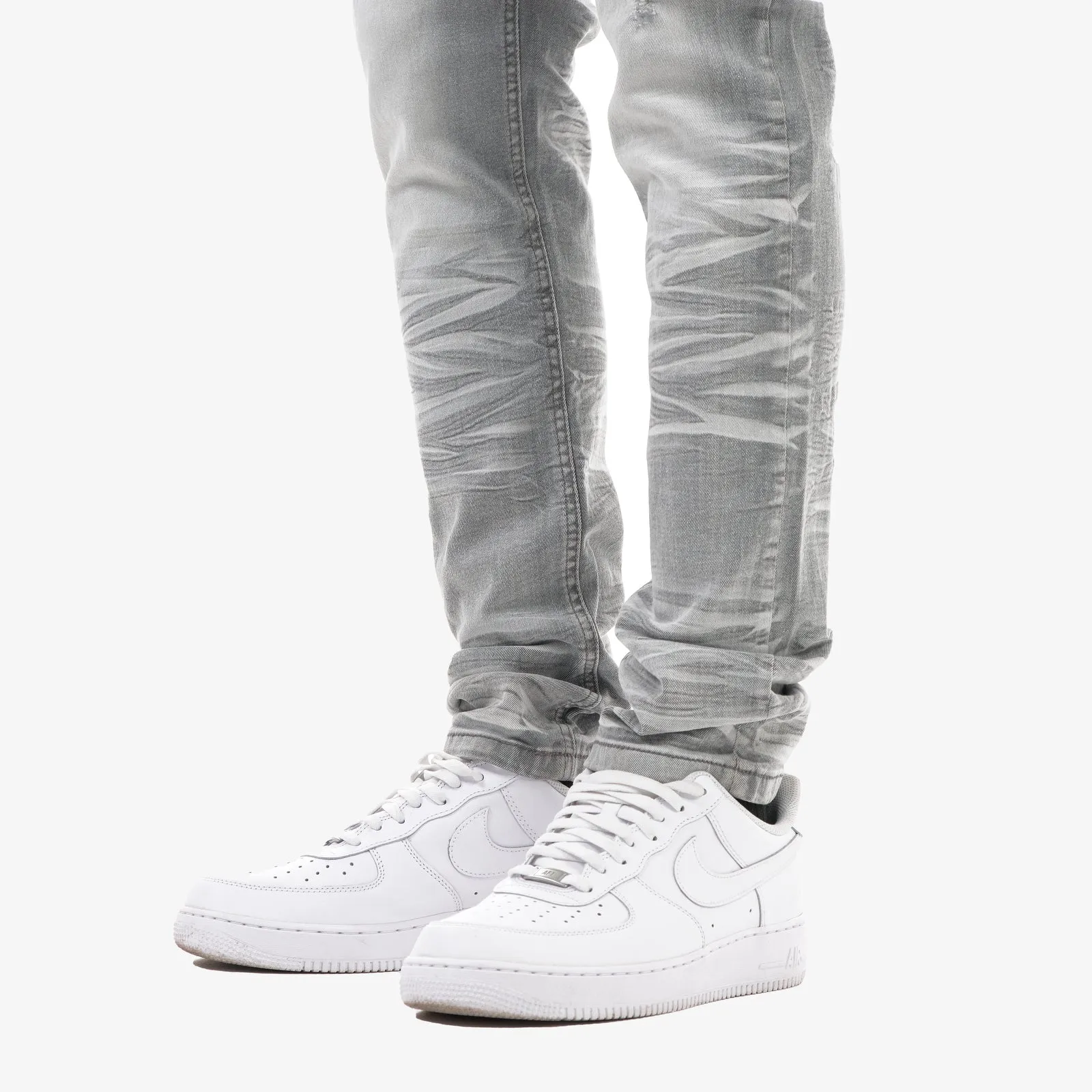 GREY JEANS W/ RIPS & STRETCH