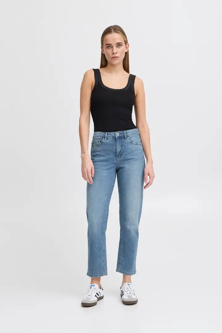 Ichi Raven Straight Leg Cropped Jean