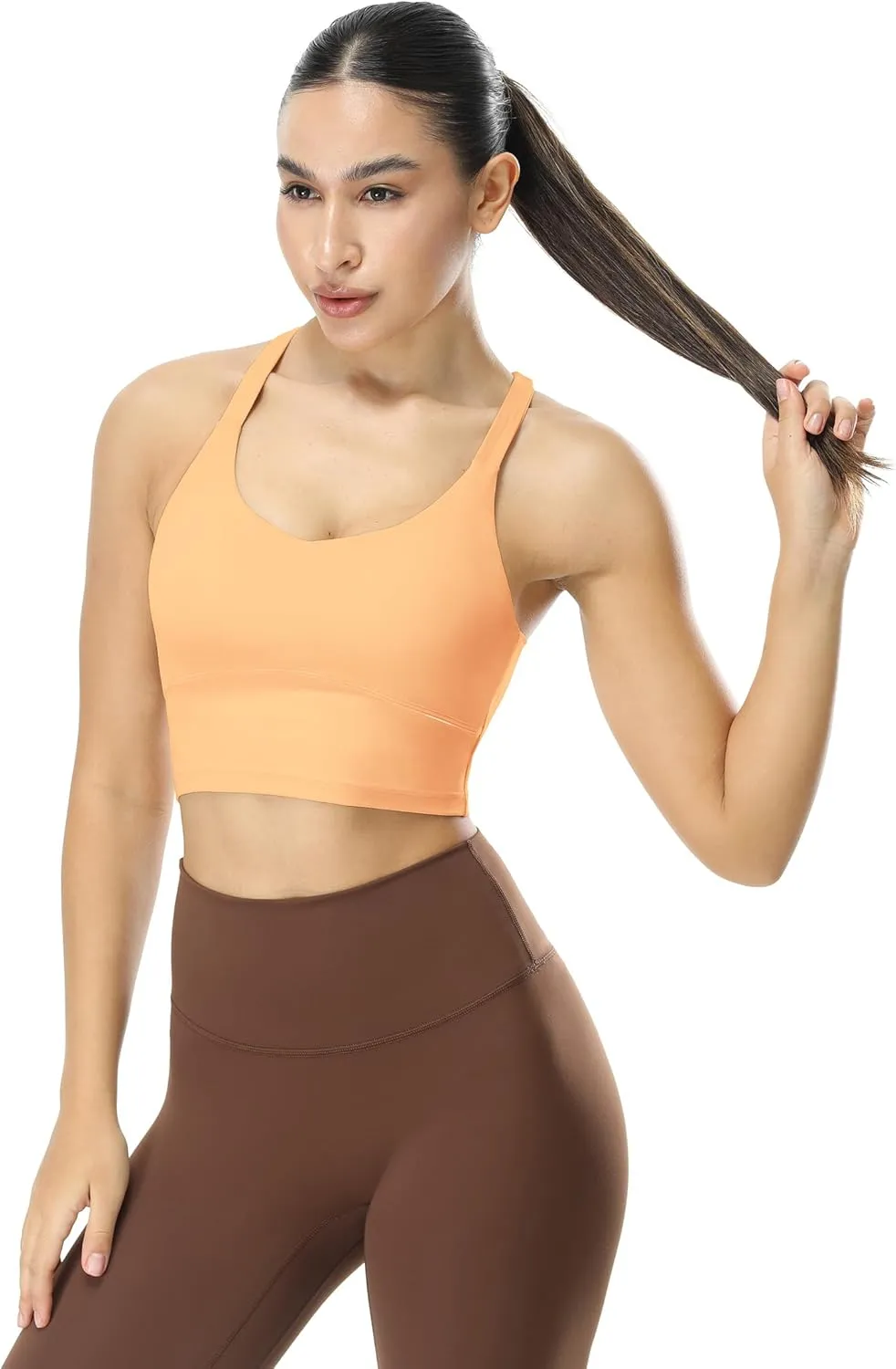 icyzone V Neck Sports Bra for Women, Criss Cross Back Padded Workout Fitness Exercise Running Crop Tank Tops Yoga Bra