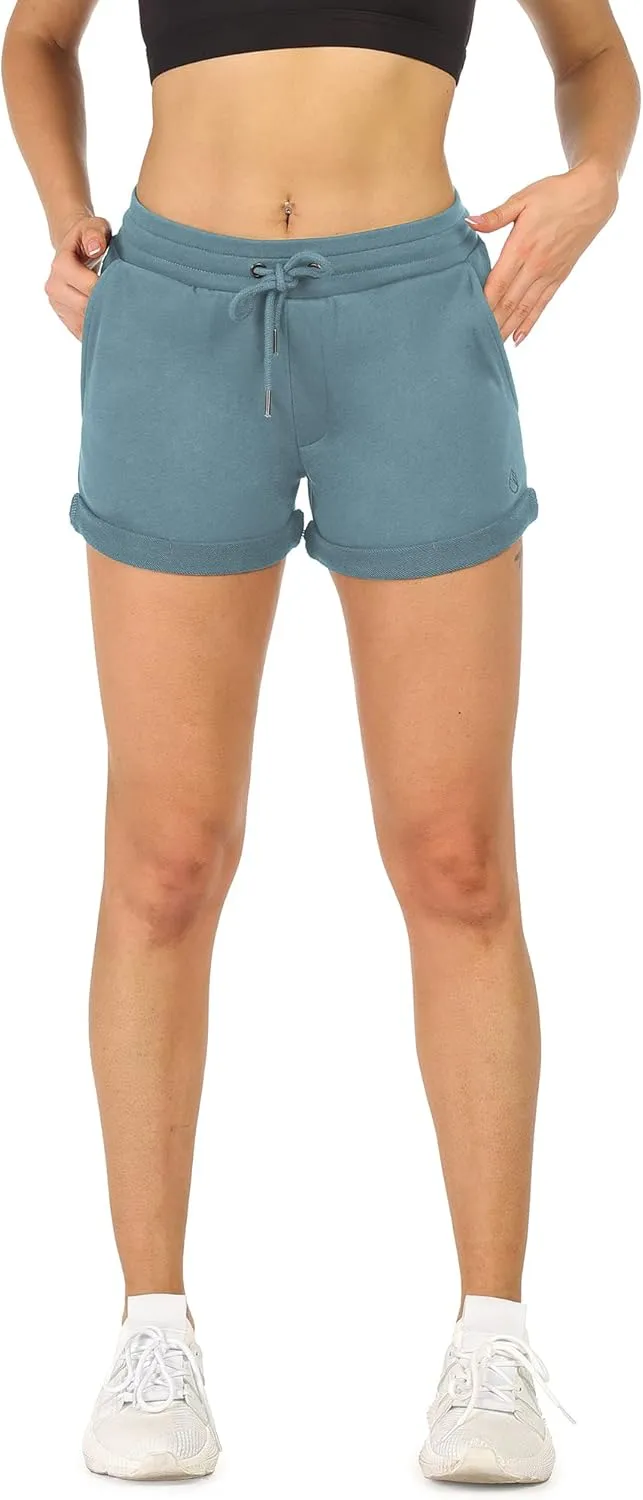 icyzone Workout Lounge Shorts for Women - Athletic Running Jogging Cotton Sweat Shorts