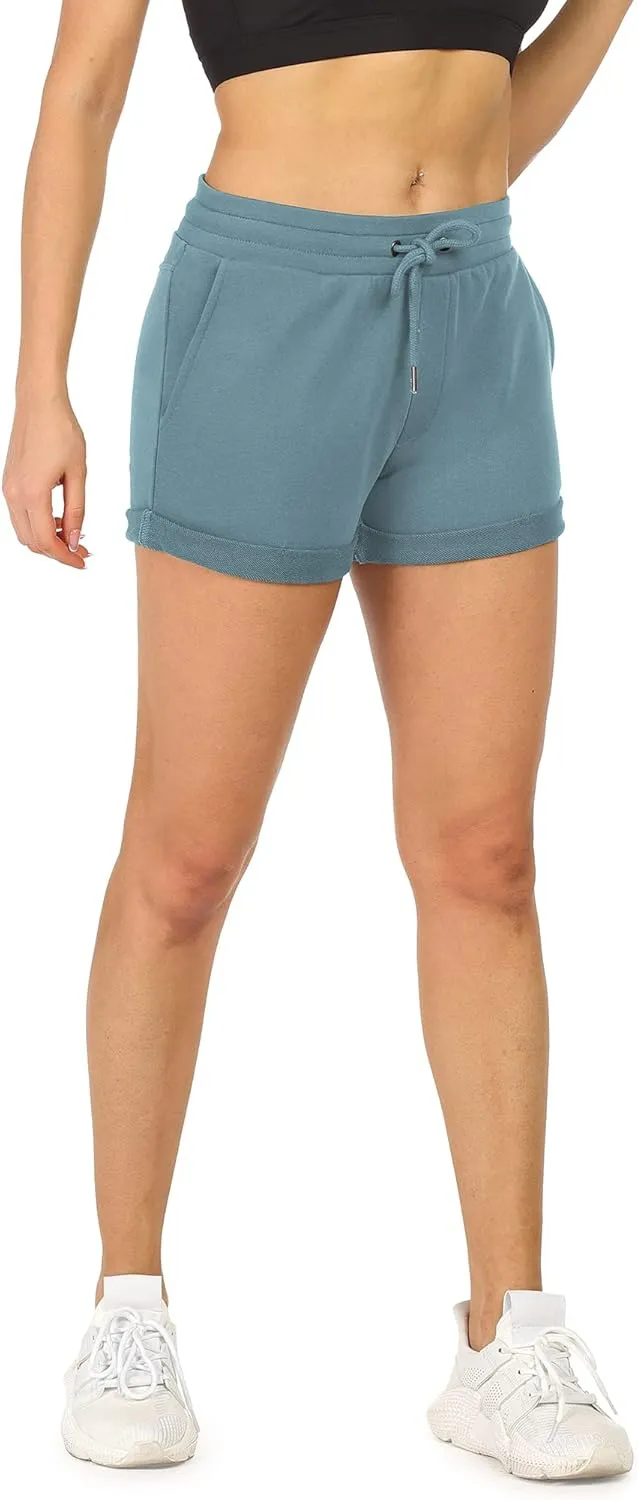icyzone Workout Lounge Shorts for Women - Athletic Running Jogging Cotton Sweat Shorts