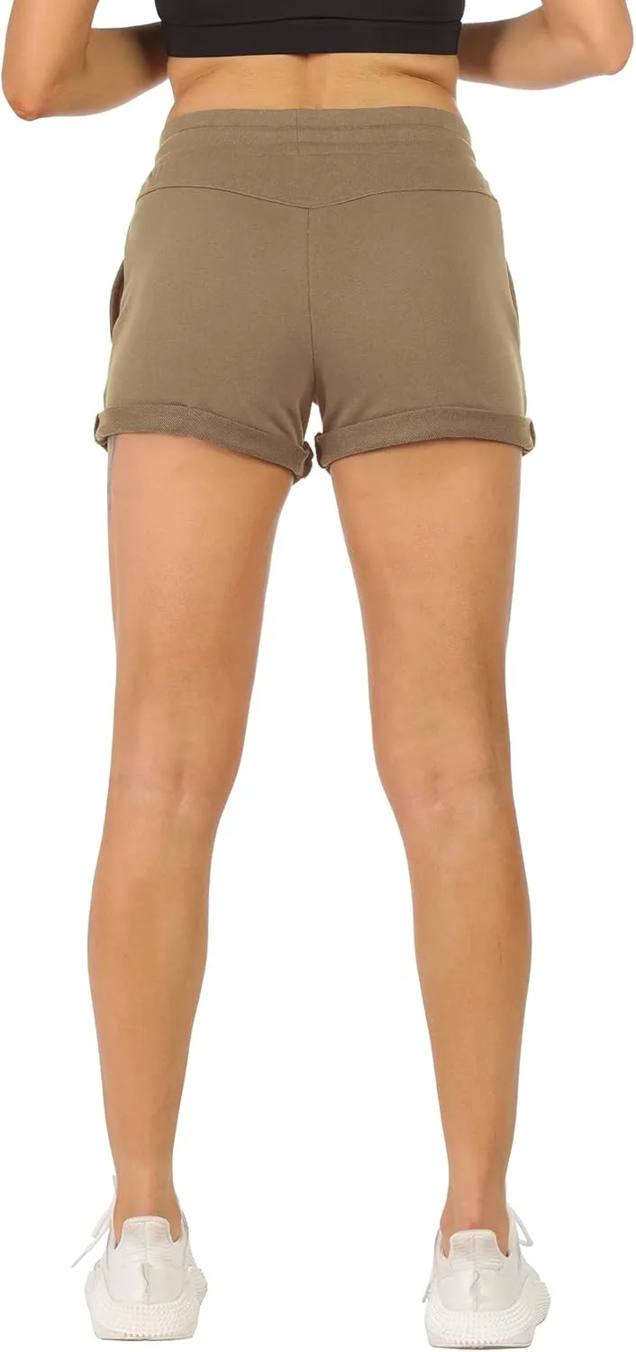 icyzone Workout Lounge Shorts for Women - Athletic Running Jogging Cotton Sweat Shorts