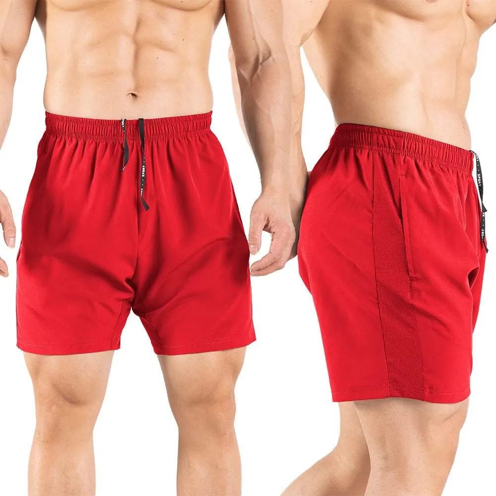Men's 5" Running Shorts 2 Pack Quick Dry Athletic Workout Gym Shorts with Zipper Pockets