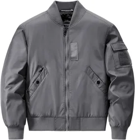 Men's Bomber JacketCausal Oversized Winter Bomber Jacket Men Warm Big and Tall Elastic Cuff Windproof Quilted Jacket