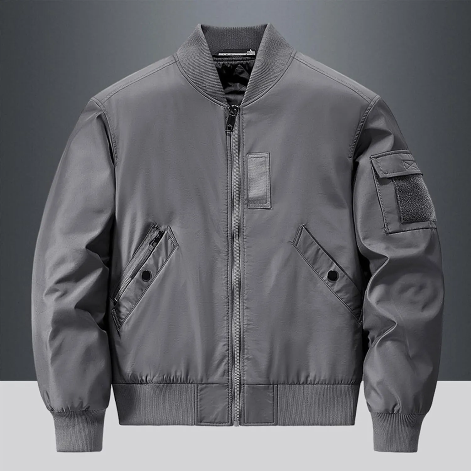 Men's Bomber JacketCausal Oversized Winter Bomber Jacket Men Warm Big and Tall Elastic Cuff Windproof Quilted Jacket