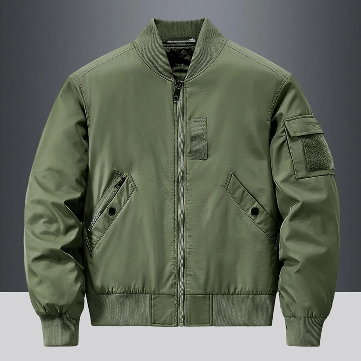 Men's Bomber JacketCausal Oversized Winter Bomber Jacket Men Warm Big and Tall Elastic Cuff Windproof Quilted Jacket