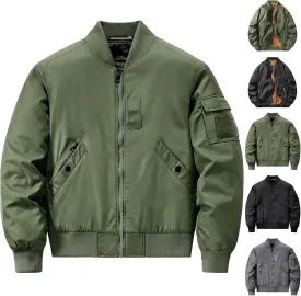 Men's Bomber JacketCausal Oversized Winter Bomber Jacket Men Warm Big and Tall Elastic Cuff Windproof Quilted Jacket