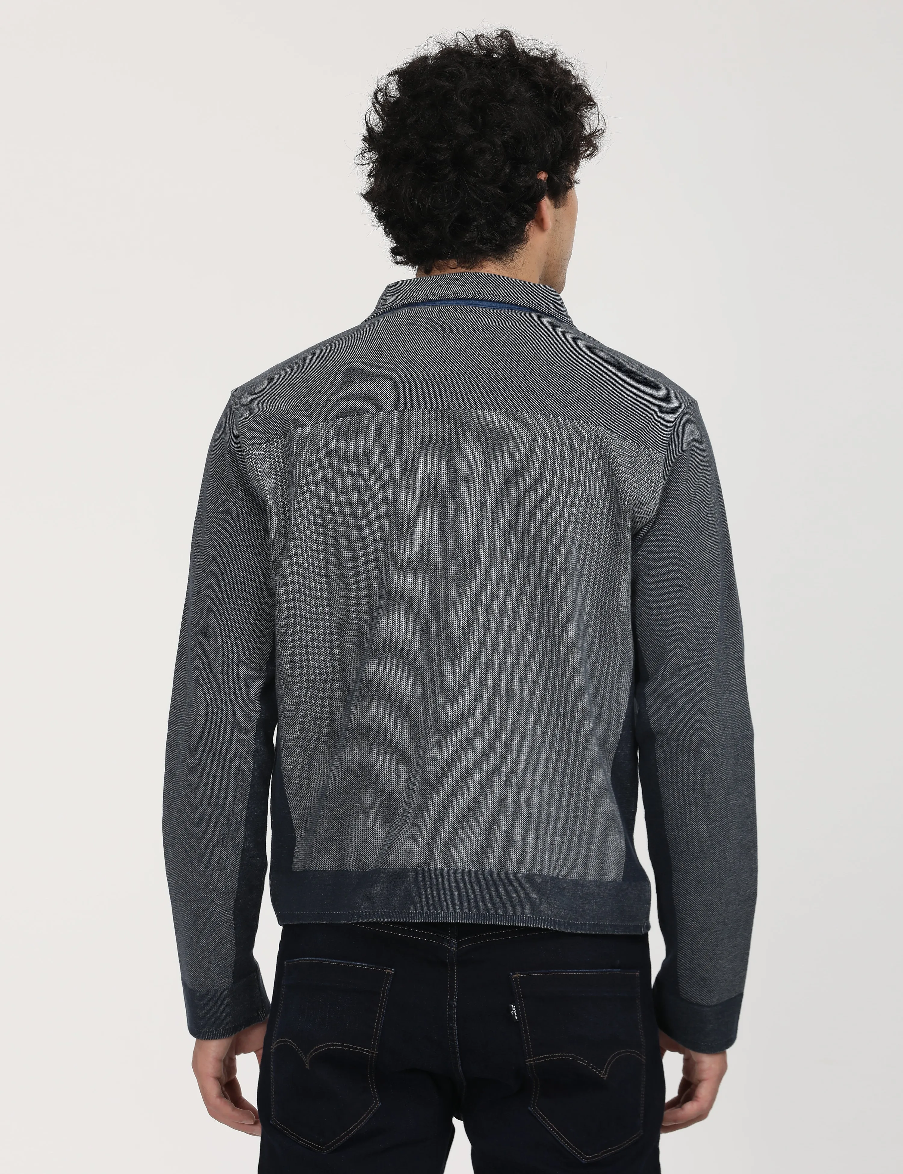 Men's Spread Collar Colorblock Jacket