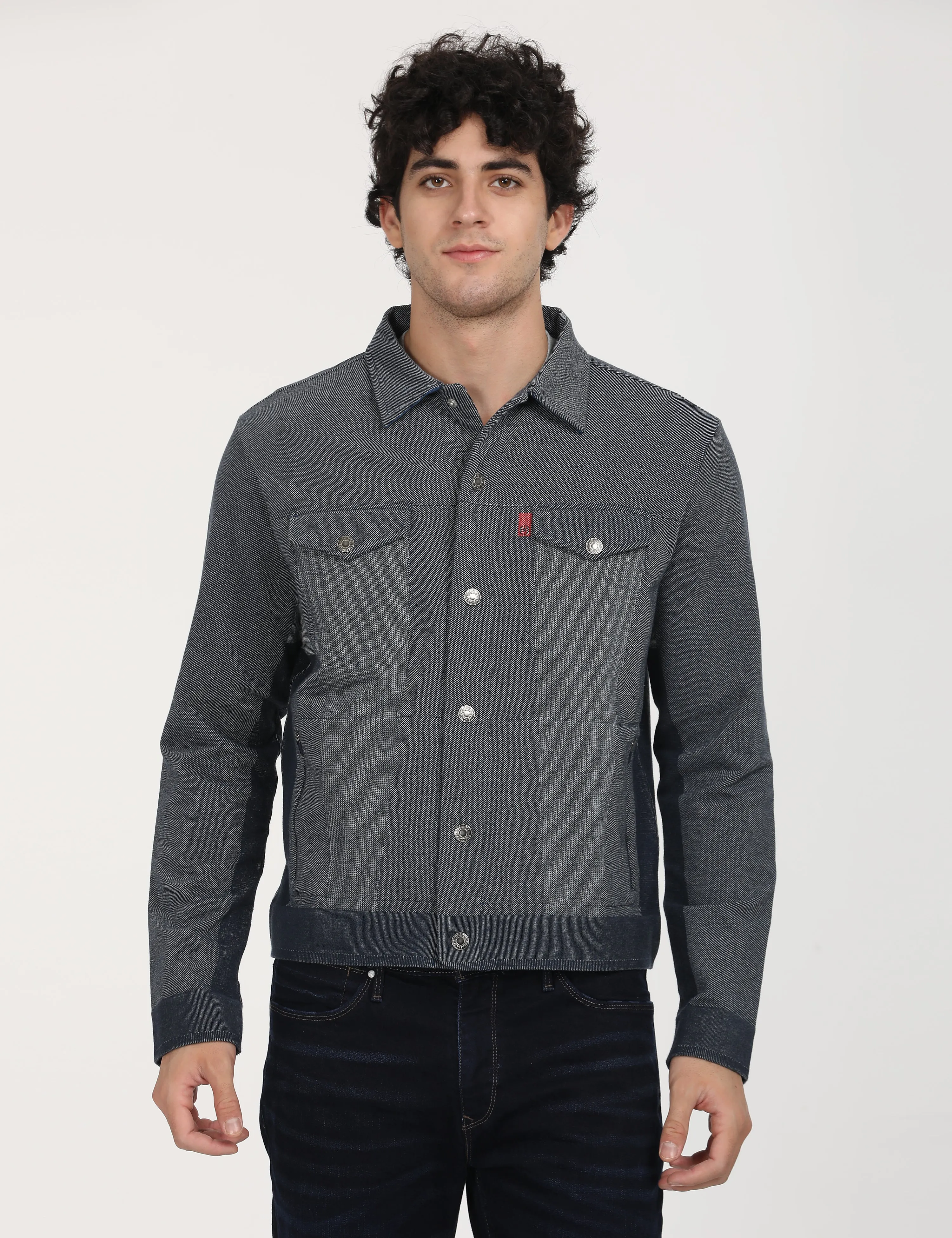 Men's Spread Collar Colorblock Jacket