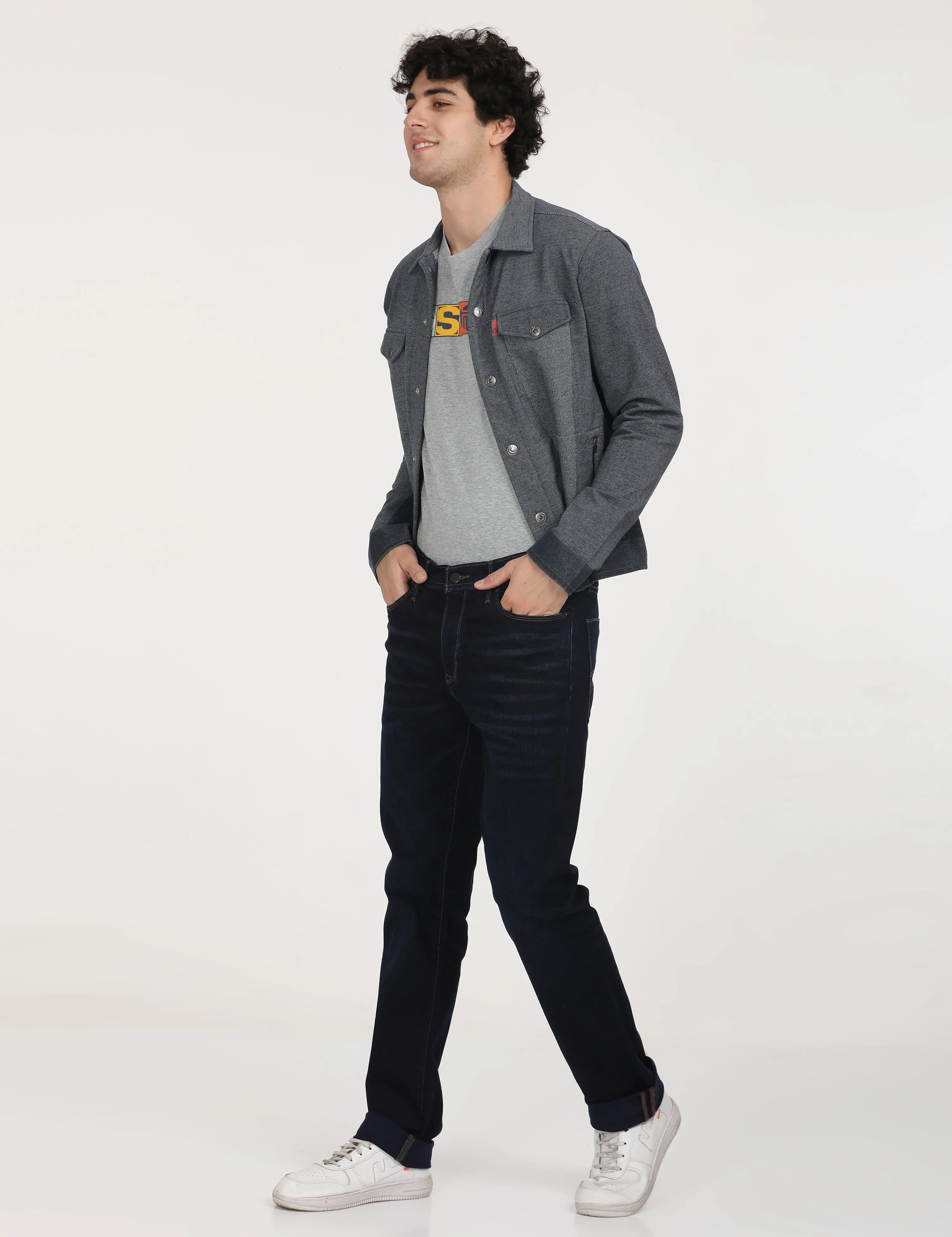 Men's Spread Collar Colorblock Jacket