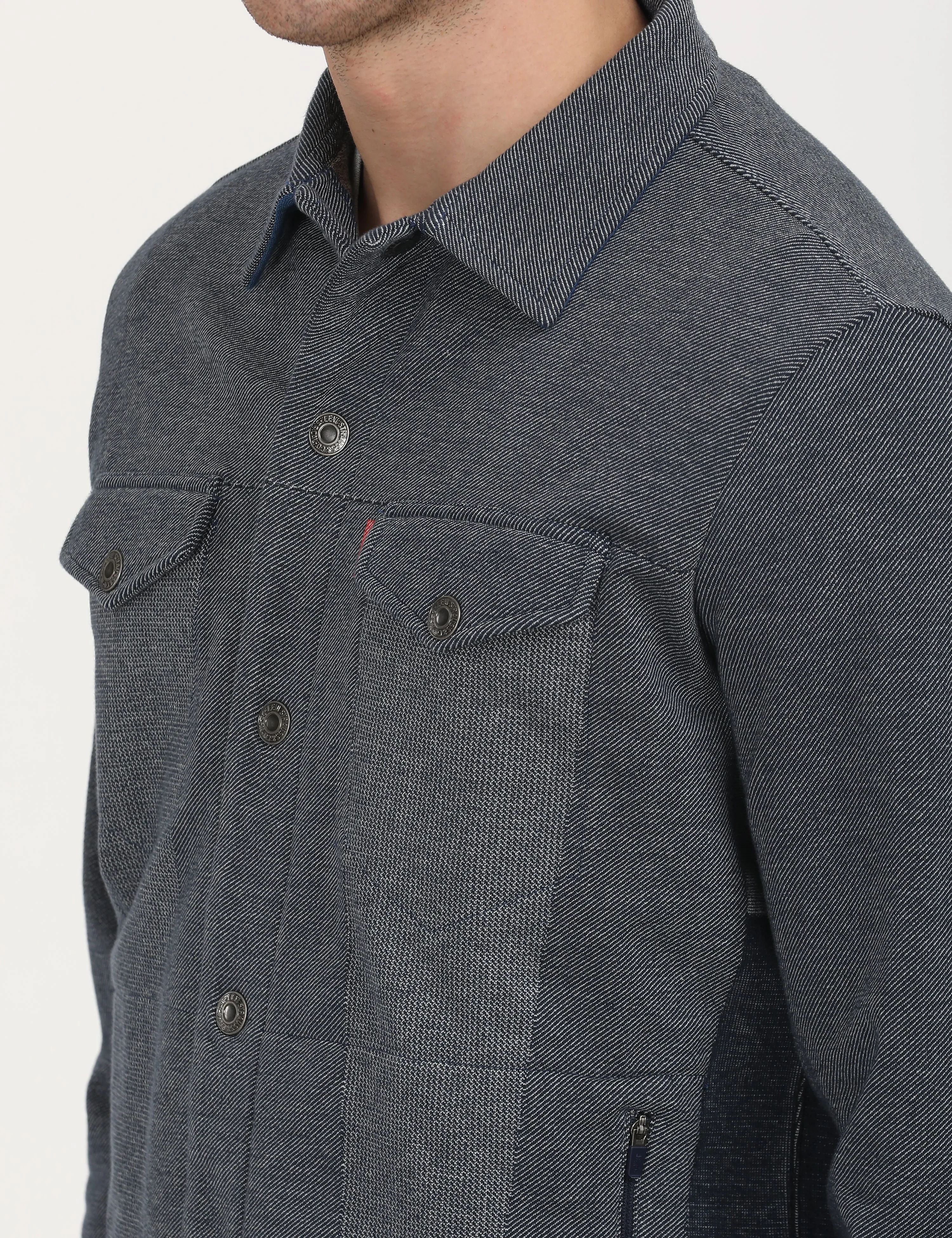 Men's Spread Collar Colorblock Jacket