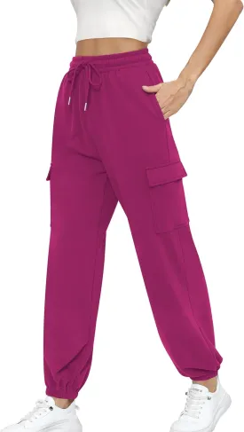 Missufe Women's Joggers Sweatpants Elastic High Waist Drawstring Cinch Bottom Casual Pants with Pockets