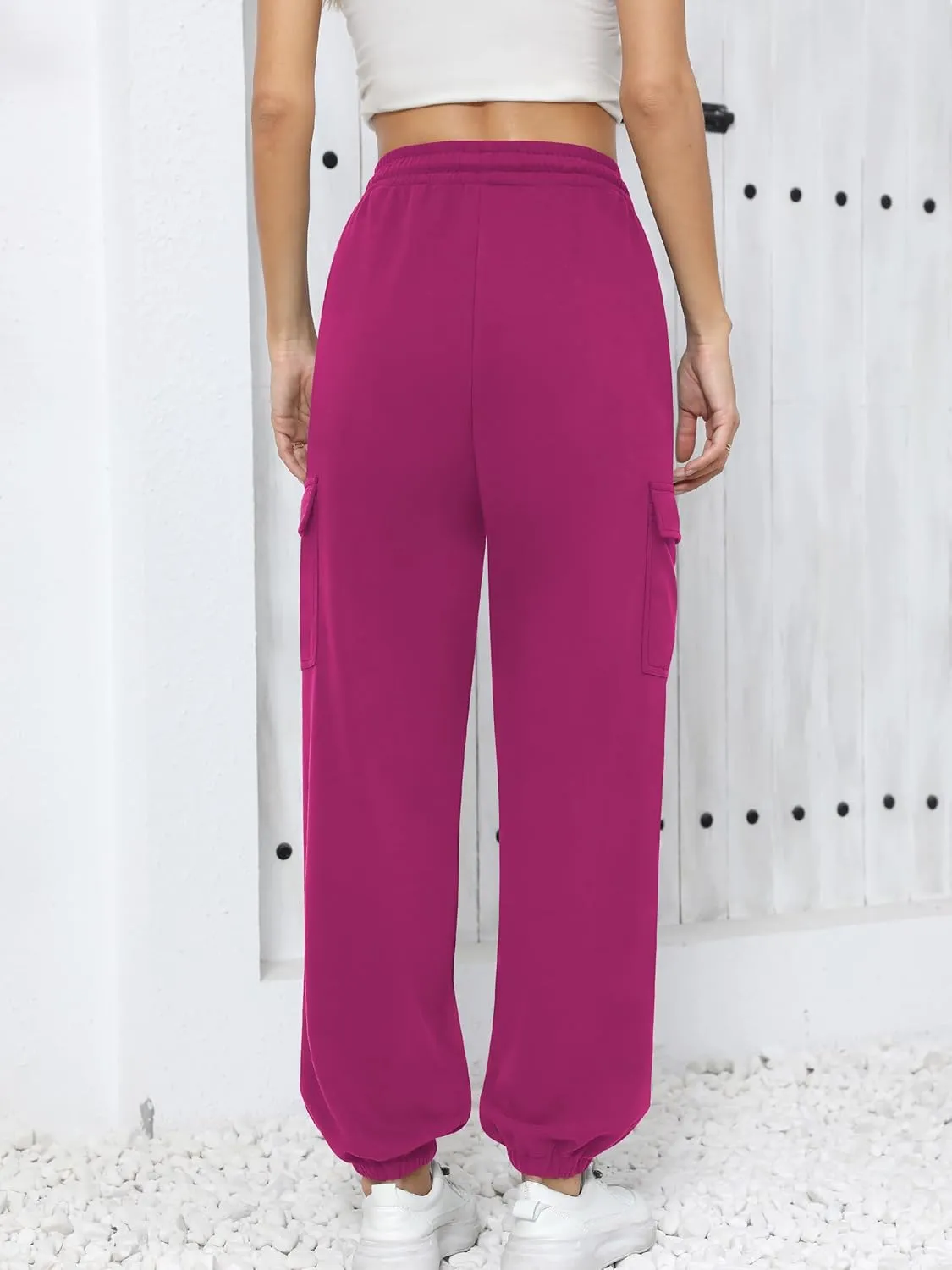 Missufe Women's Joggers Sweatpants Elastic High Waist Drawstring Cinch Bottom Casual Pants with Pockets