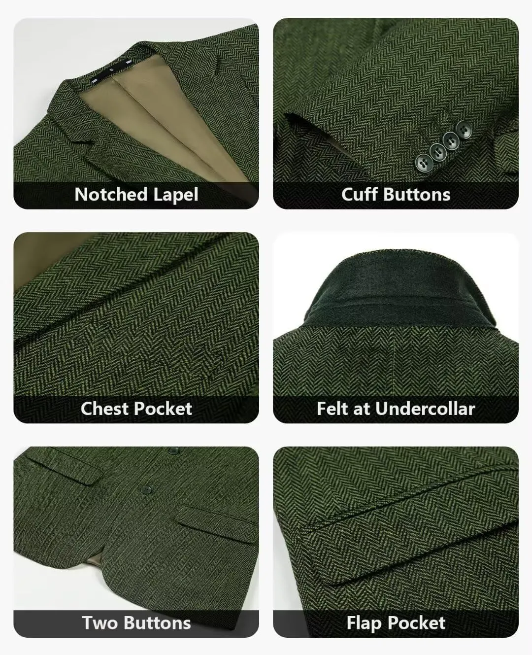 Retro Tweed Men's Suit Jackets,Herringbone Slim Fit Sport Coats Blazer Prom Business Casual Men Tux Jacket Wedding Blazers