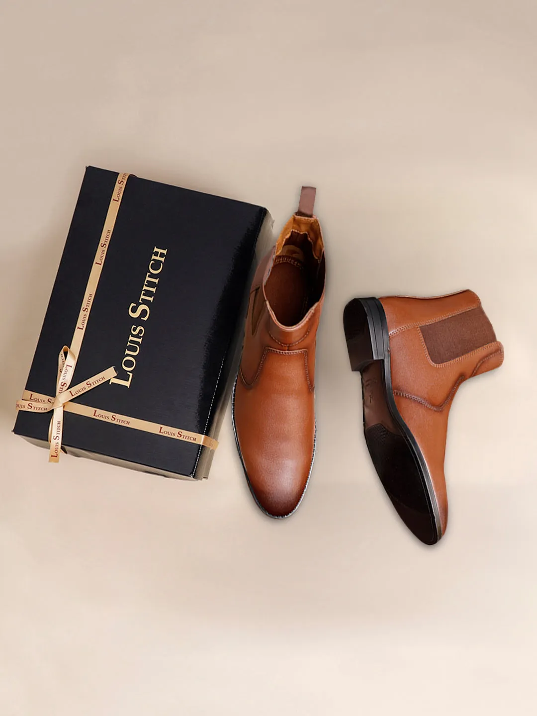 Russet Tan Dual Tone Handcrafted Chelsea Boots for Men