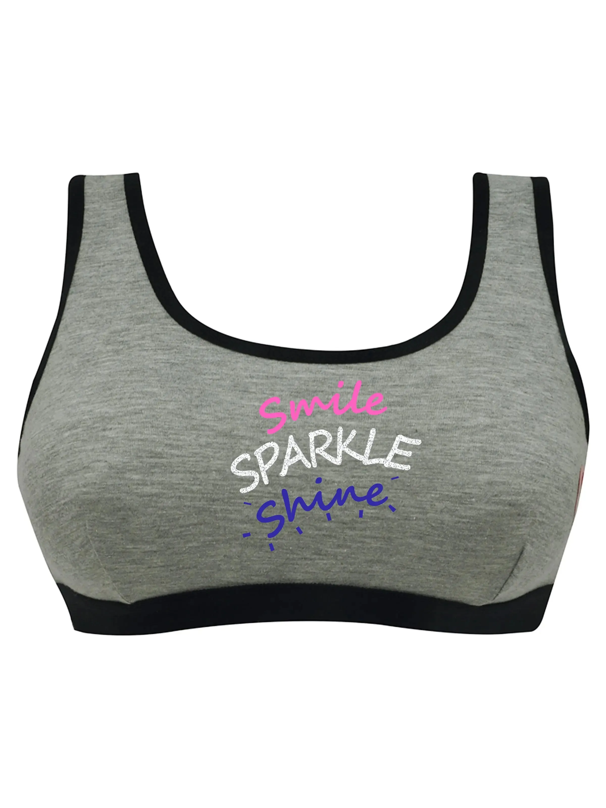 Single-Layer Broad Strap Cotton Athletic Bra | Non-Padded Beginner Bra | Printed & Solid Bra
