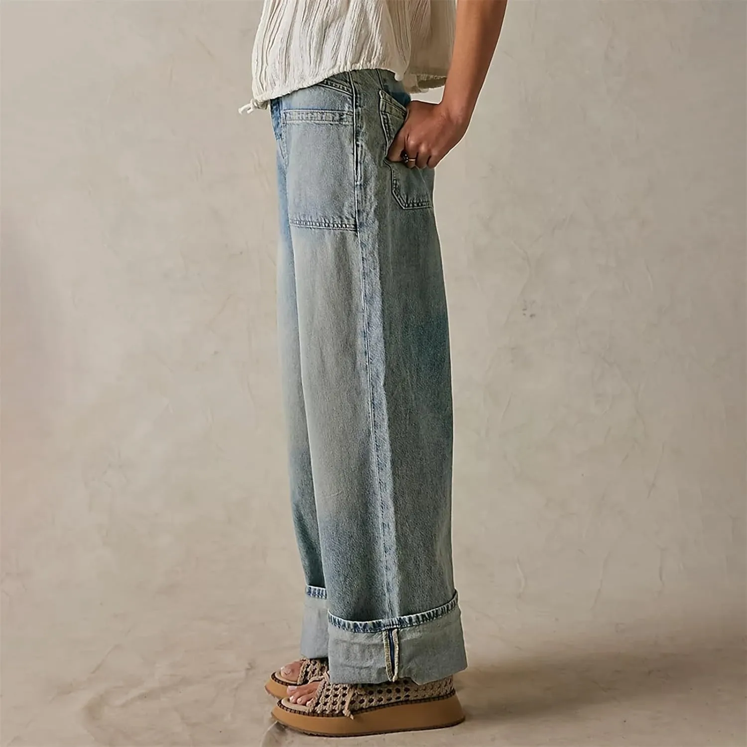 Straight Leg Jeans for Women,High Waisted Wide Leg Loose Microelastic Boyfriend Denim Pants Baggy Jeans for Women Y2K