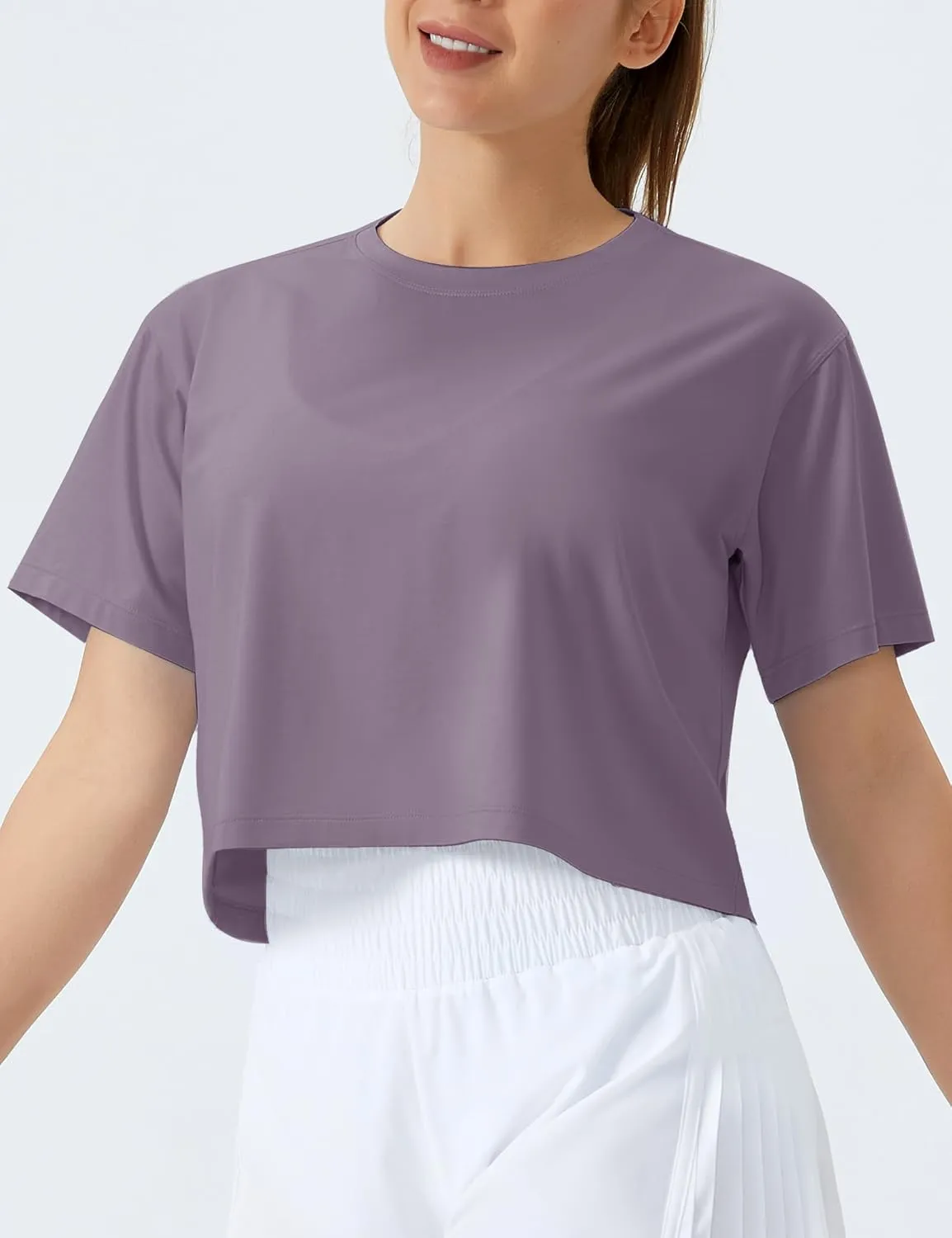 THE GYM PEOPLE Women's Workout Crop Top T-Shirt Short Sleeve Boxy Yoga Running Cropped Basic Tee