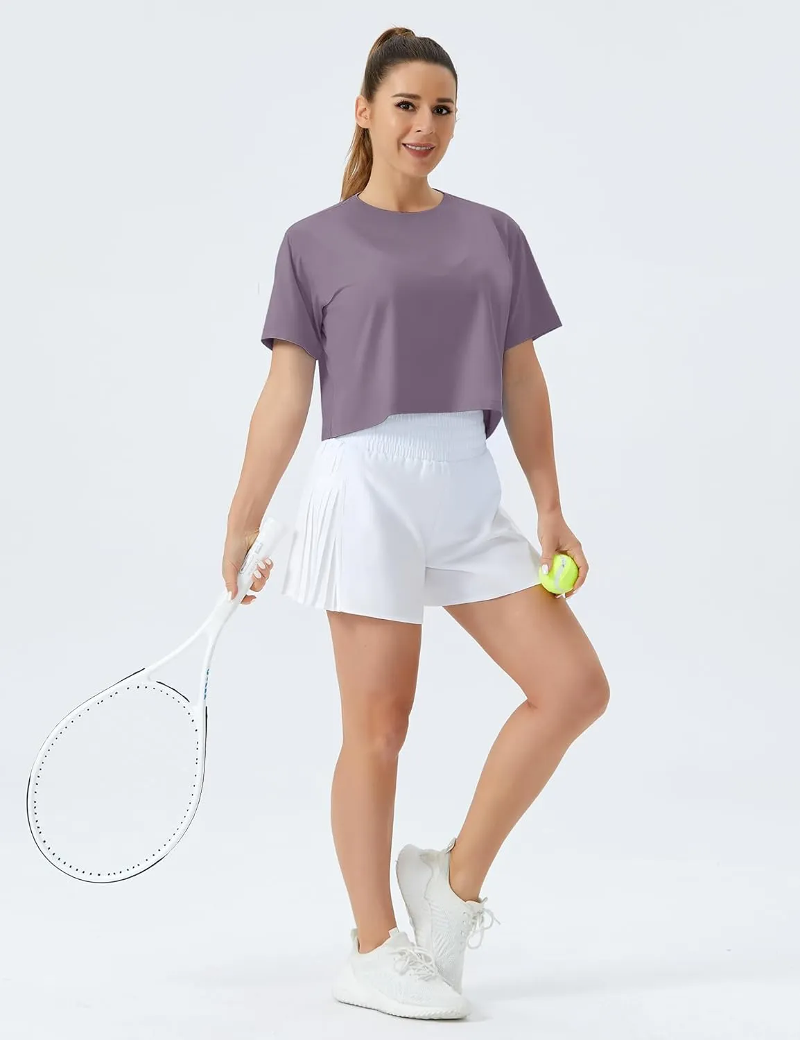 THE GYM PEOPLE Women's Workout Crop Top T-Shirt Short Sleeve Boxy Yoga Running Cropped Basic Tee