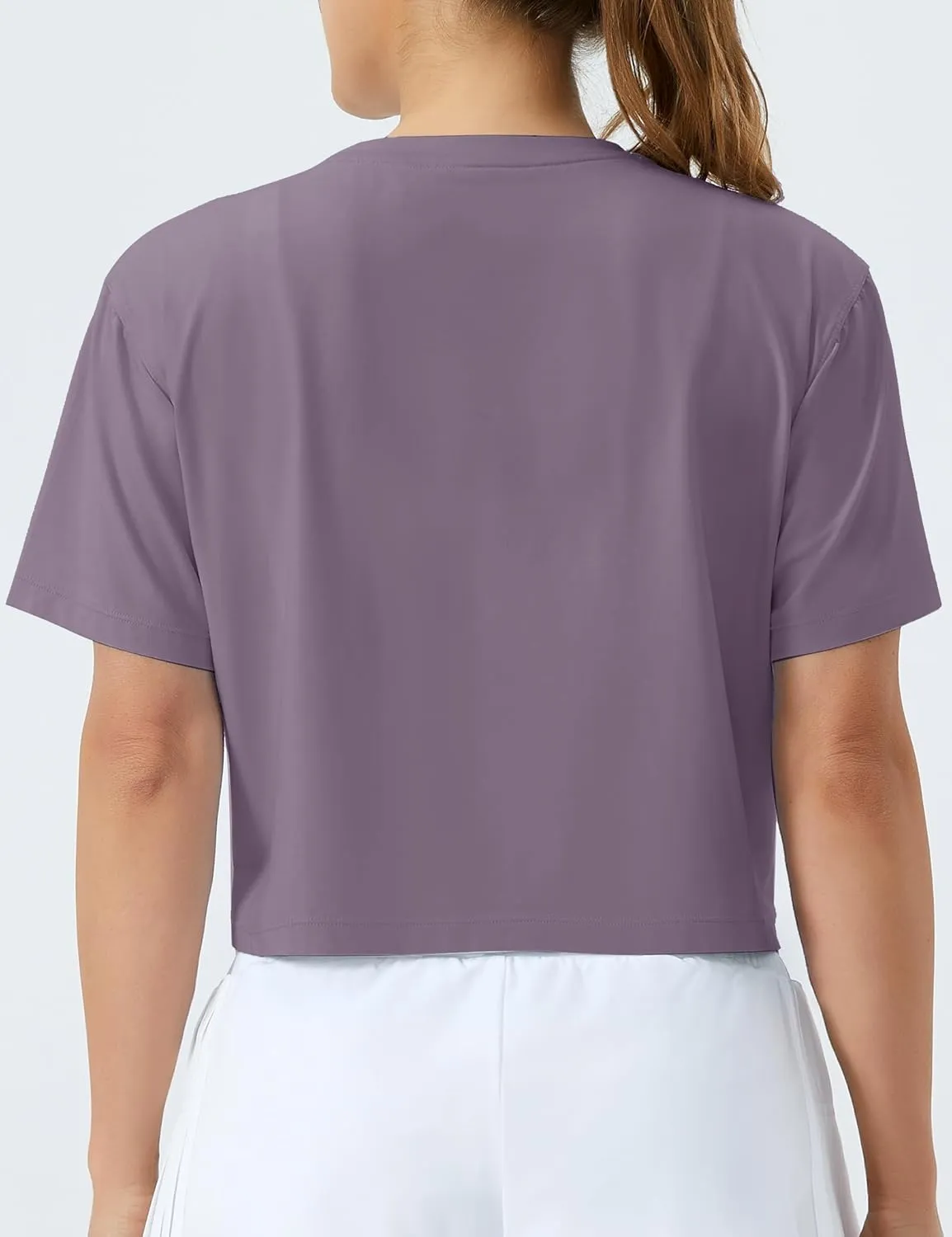 THE GYM PEOPLE Women's Workout Crop Top T-Shirt Short Sleeve Boxy Yoga Running Cropped Basic Tee