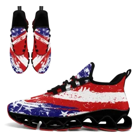 Unique Gift,Personalized Patriotic Cloud Sneakers, Custom  American Flag Design Shoes, USA Pride Comfortable Shoes