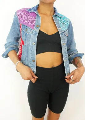 Vintage LEE Blue 90s Bandana Classic Casual Denim Jacket