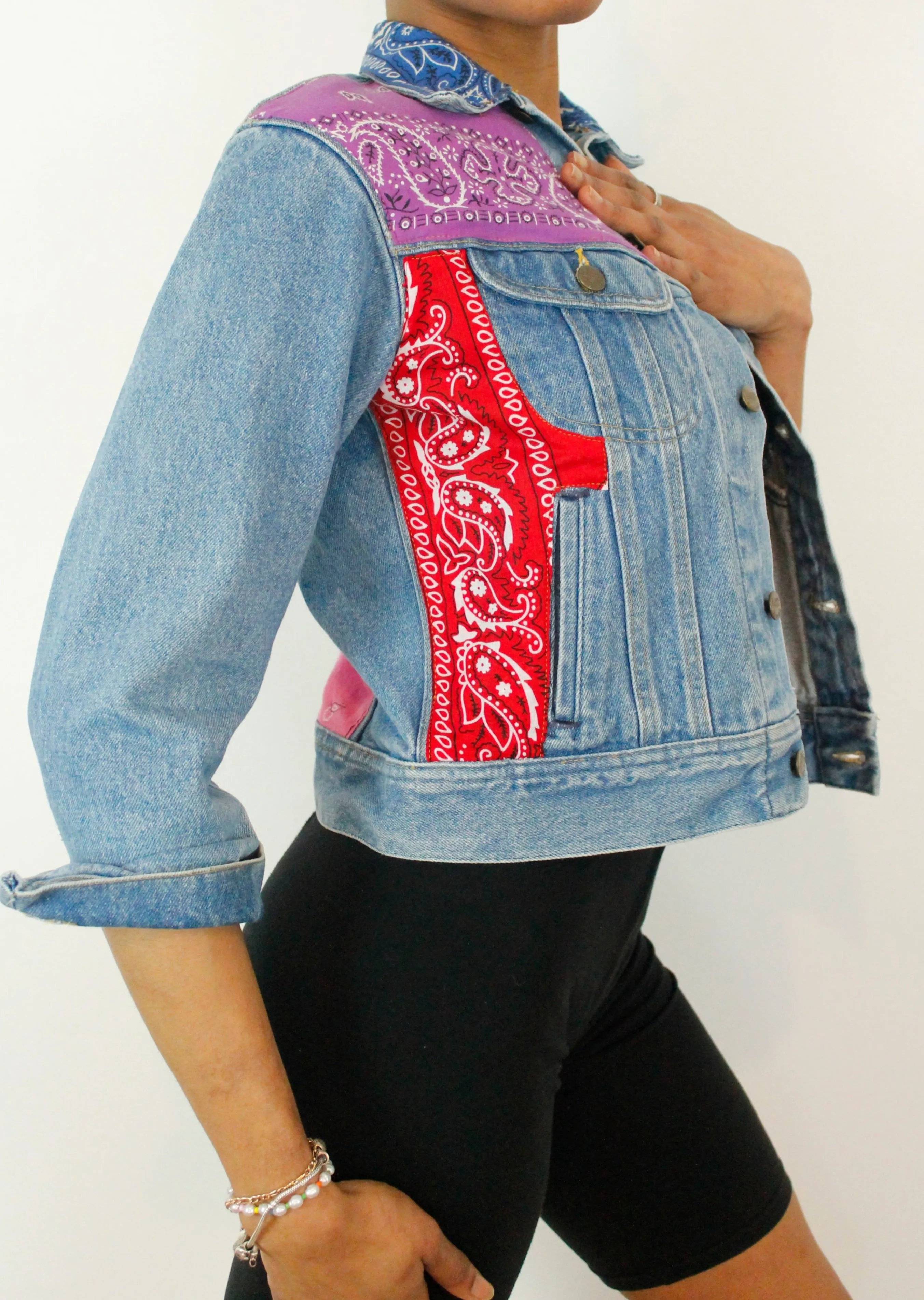 Vintage LEE Blue 90s Bandana Classic Casual Denim Jacket