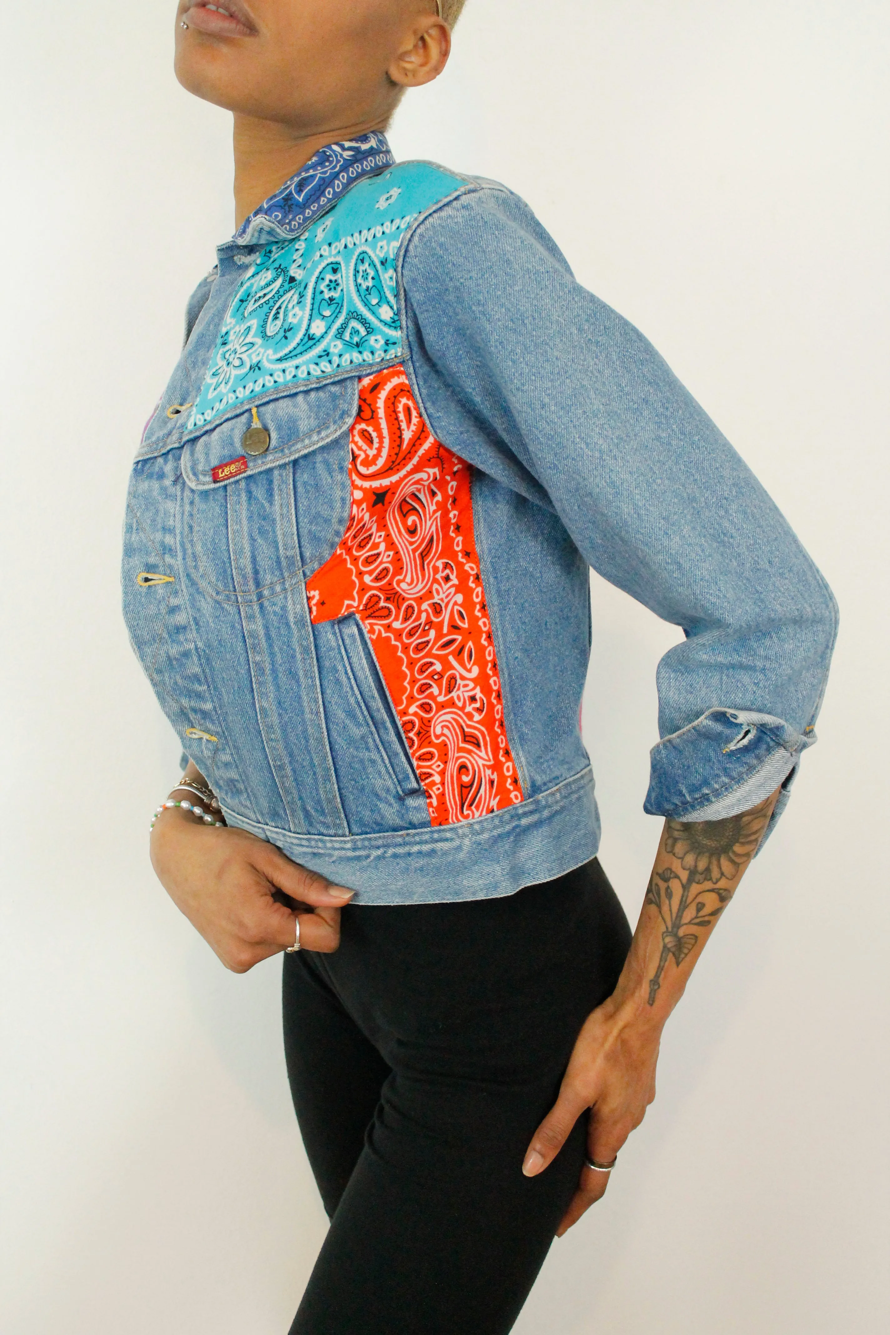 Vintage LEE Blue 90s Bandana Classic Casual Denim Jacket
