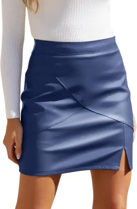 We1Fit Womens Fuax Leather Skirt High Waisted Bodycon Pencil Mini Skirts with Shorts