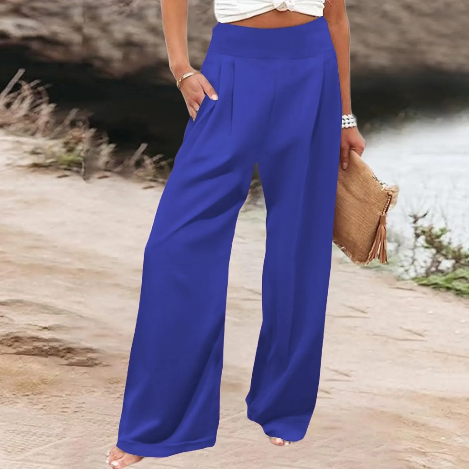 Wide Leg Yoga Pants for Women | Casual Loose Cozy Sweatpants High Waisted Lounge Flowy Pants with Pockets