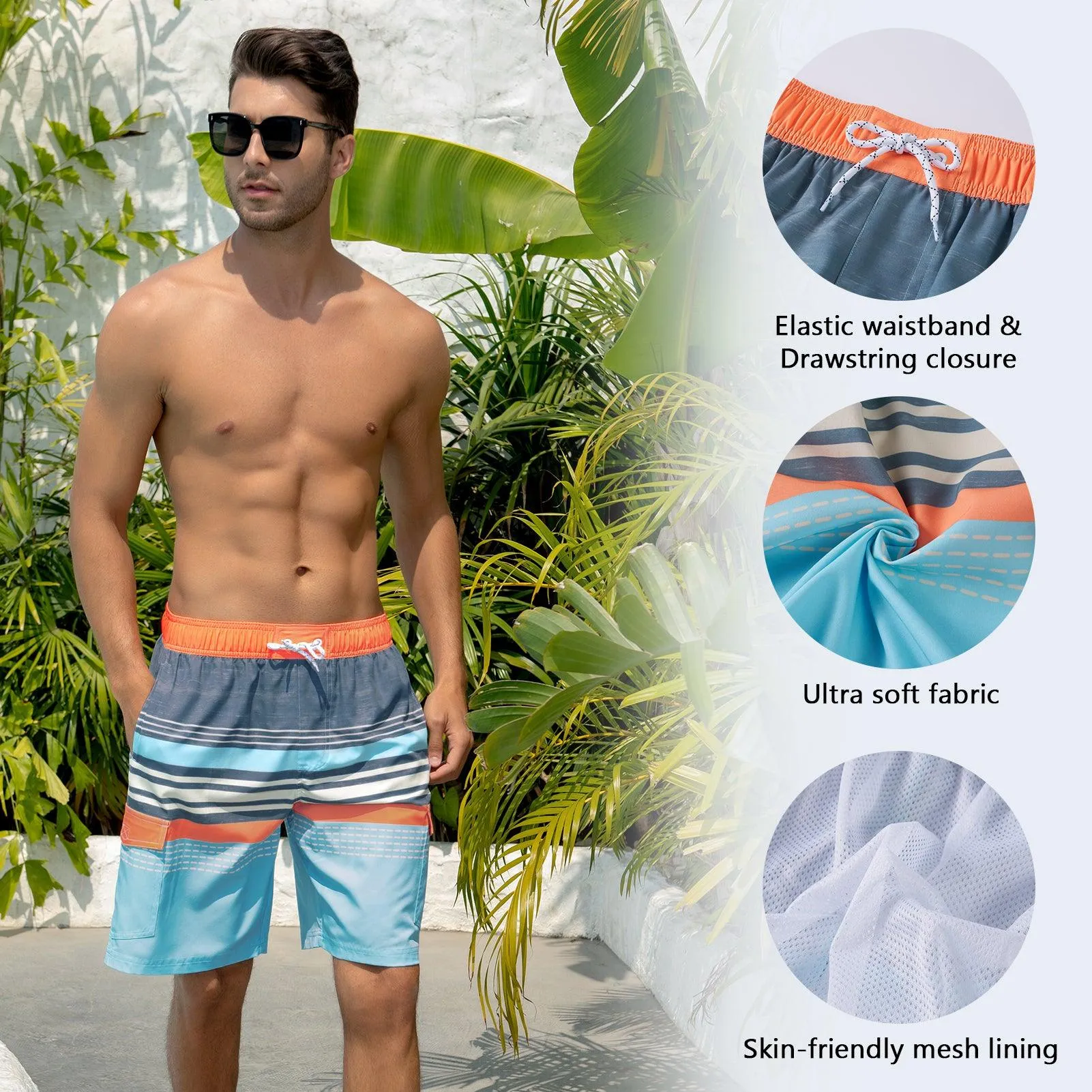 WILDBREATH Men's Quick Dry UPF 50  Lightweight Swim Trunk
