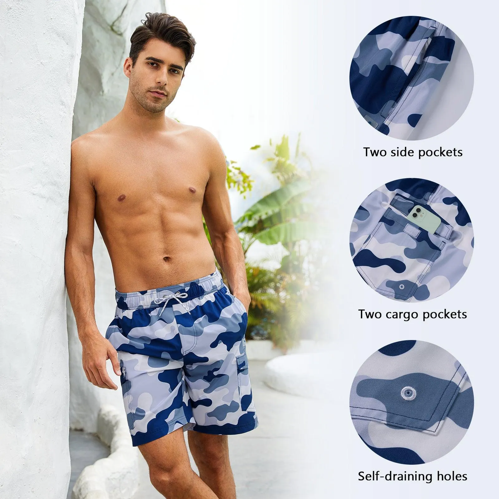 WILDBREATH Men's Quick Dry UPF 50  Lightweight Swim Trunk