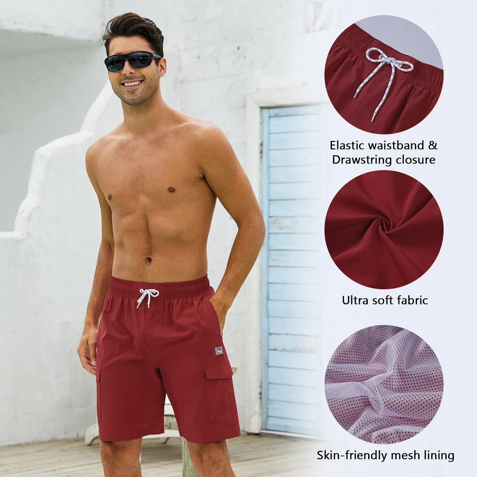WILDBREATH Men's Quick Dry UPF 50  Lightweight Swim Trunk